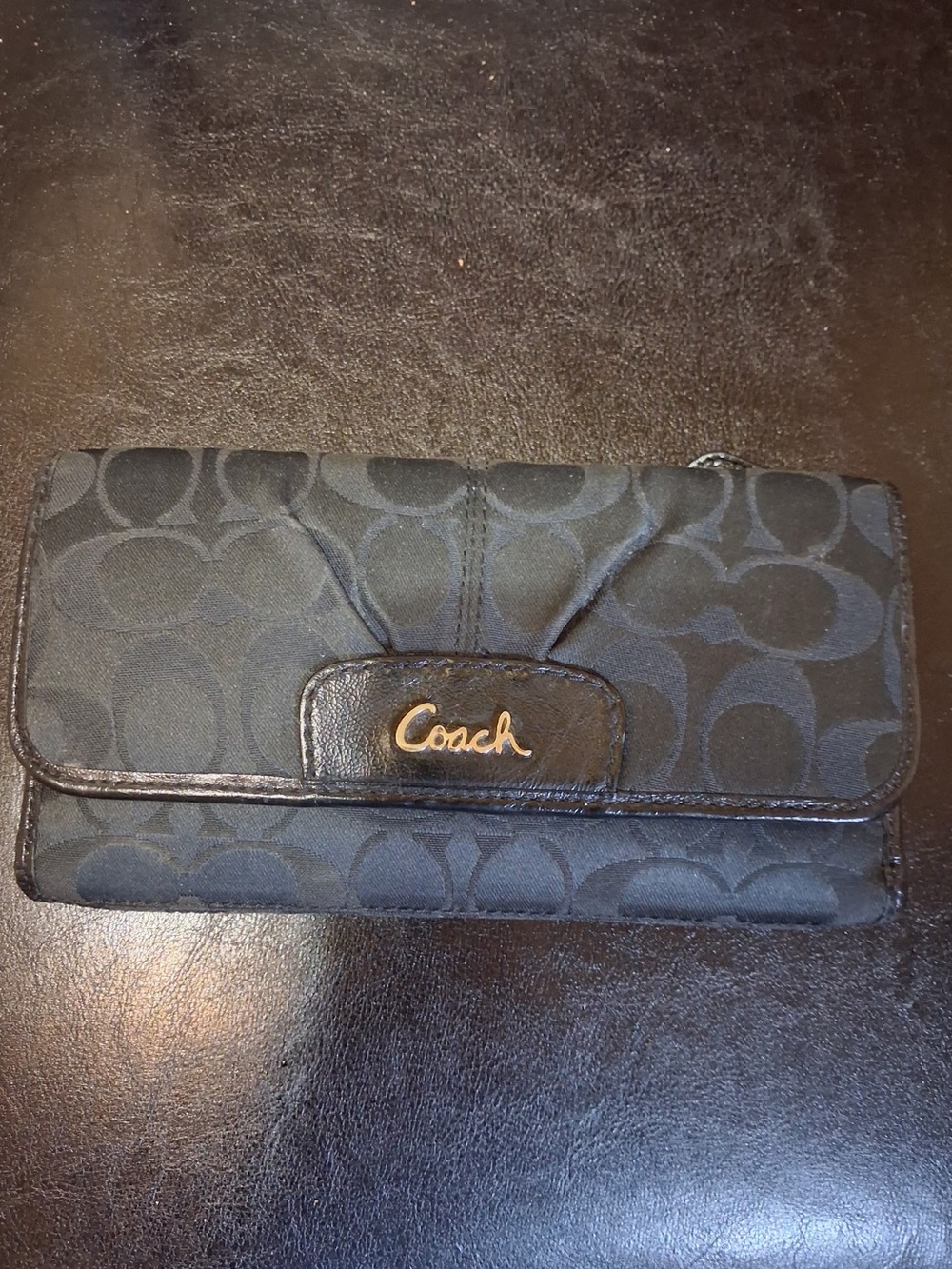 Coach Black Signature Continental Wallet